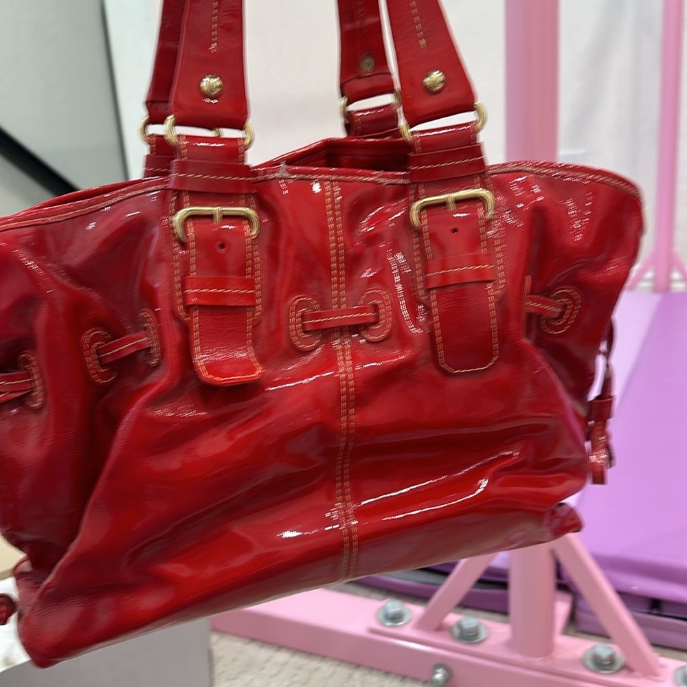 Dooney & Bourke Red Patent Leather Shoulder Bag - Picture 3 of 7